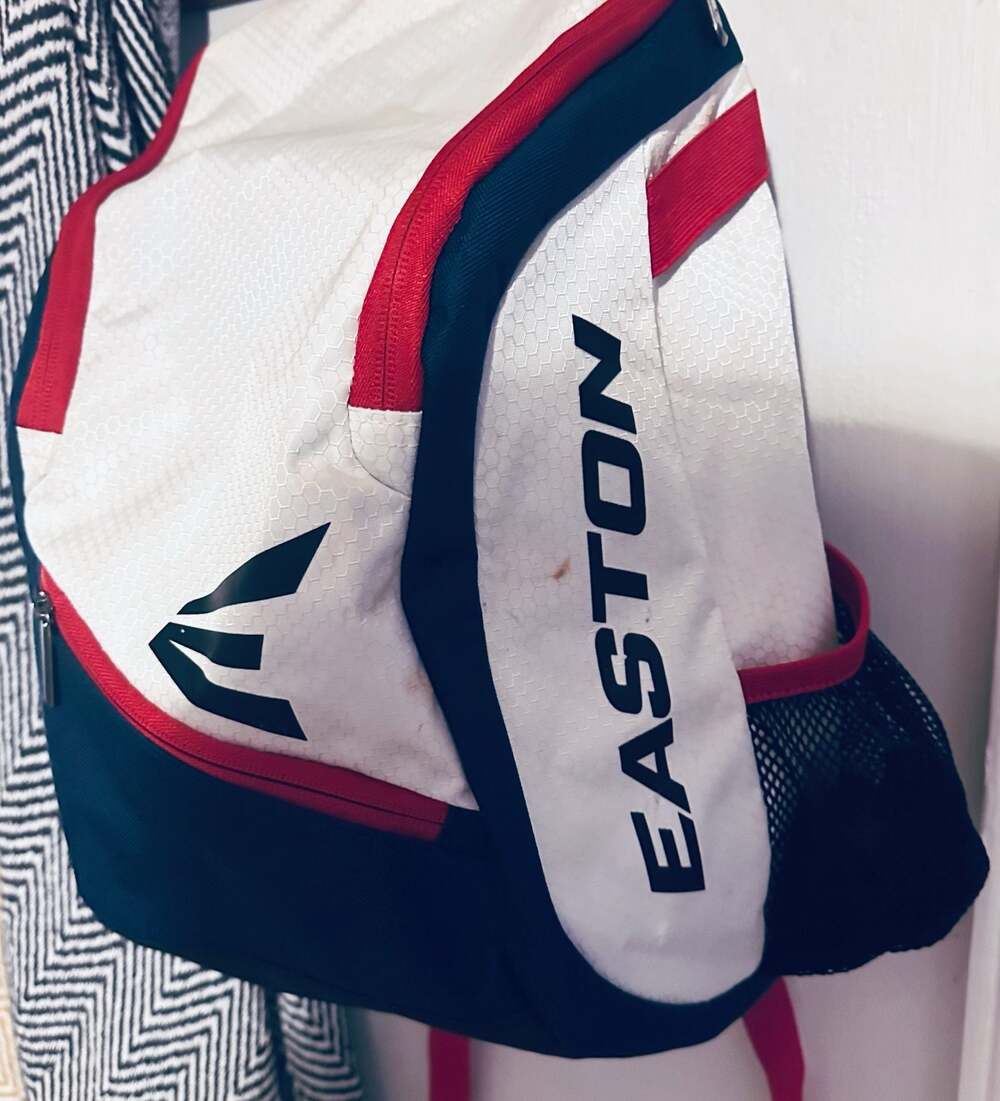 Easton BB/SB Player Backpack White Red Navy Baseball Softball Bag